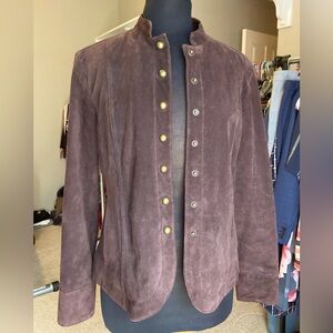 Live a Little chocolate brown leather/suede jacket, size medium